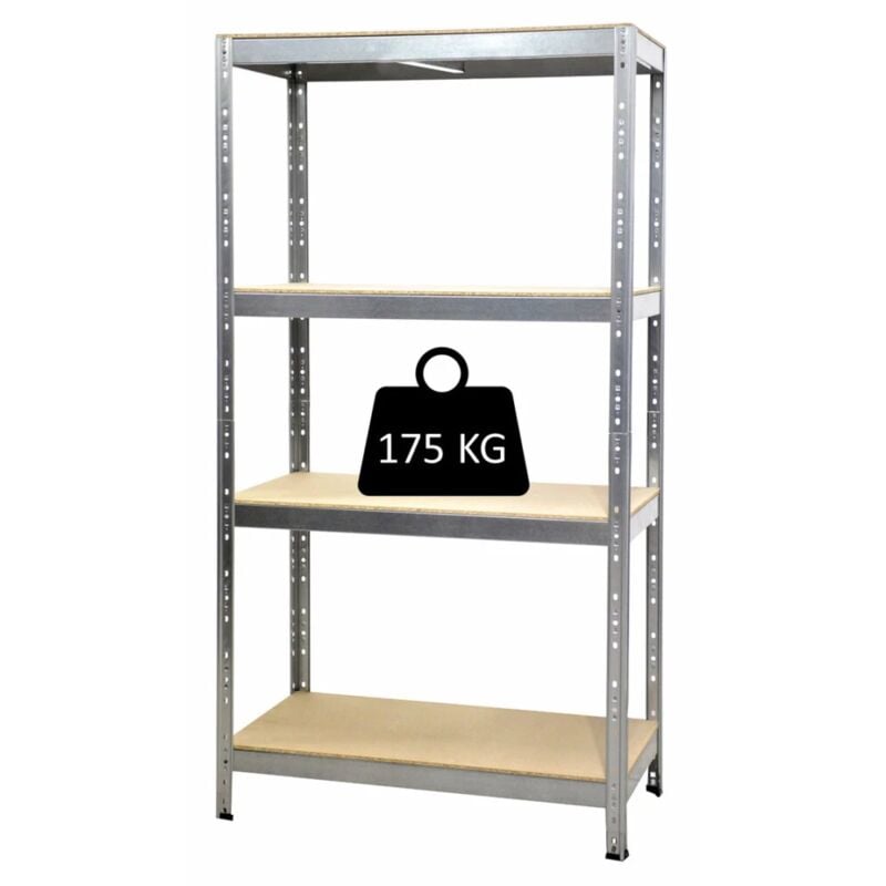 foto del prodotto scaffale 4 ripiani in metallo e legno grima joker portata 175 kg 90x40x174 cm