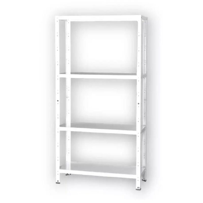 foto del prodotto scaffale 4 ripiani in metallo grima bianco portata 160 kg 75x30x145 cm