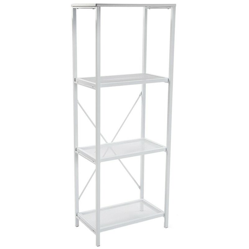 foto del prodotto scaffale 4 ripiani mobile con mensole libreria bianco per casa studio ufficio porta oggetti biblioteca libri