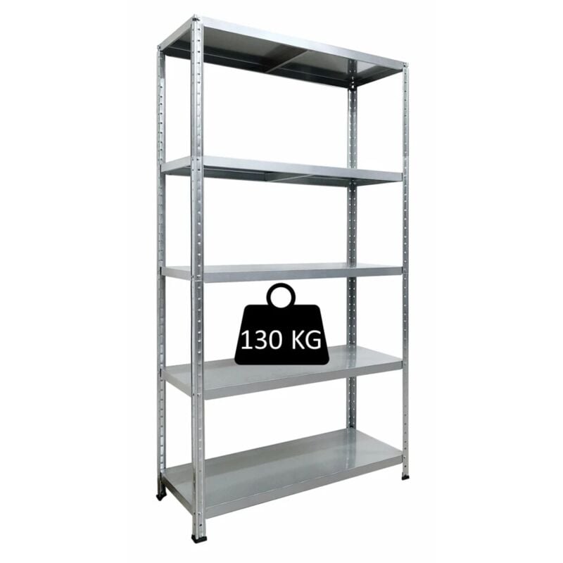foto del prodotto scaffale 5 ripiani in metallo brima ettore grigio portata 130 kg 100x40x187 cm