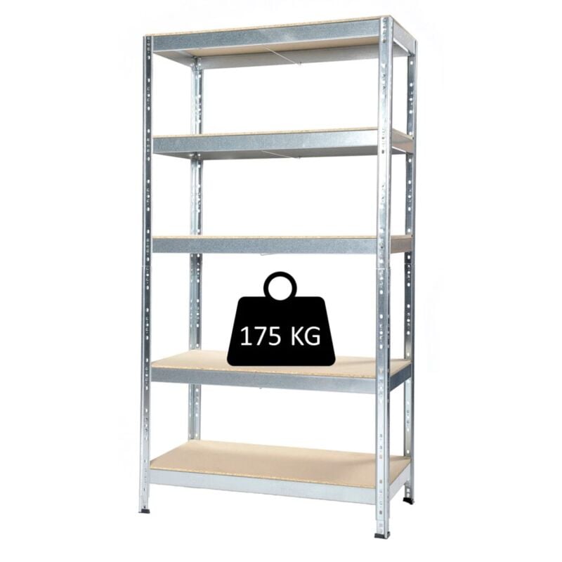 foto del prodotto scaffale 5 ripiani in metallo e legno grima joker grigio portata 175 kg 90x40x174 cm