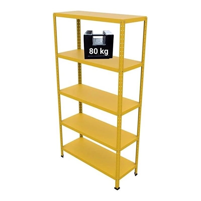 foto del prodotto scaffale 5 ripiani in metallo ettore giallo portata 400 kg 100x40x187 cm