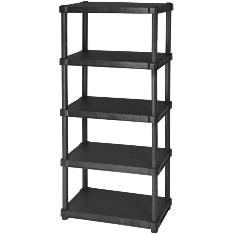 foto del prodotto scaffale 5 ripiani in polipropilene 'helios' nero portata 250 kg 80x40x188 cm