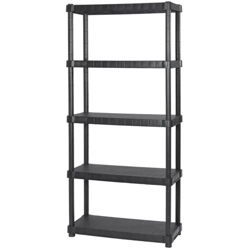 foto del prodotto scaffale 5 ripiani in polipropilene urano nero portata 300 kg 90x40x188 cm