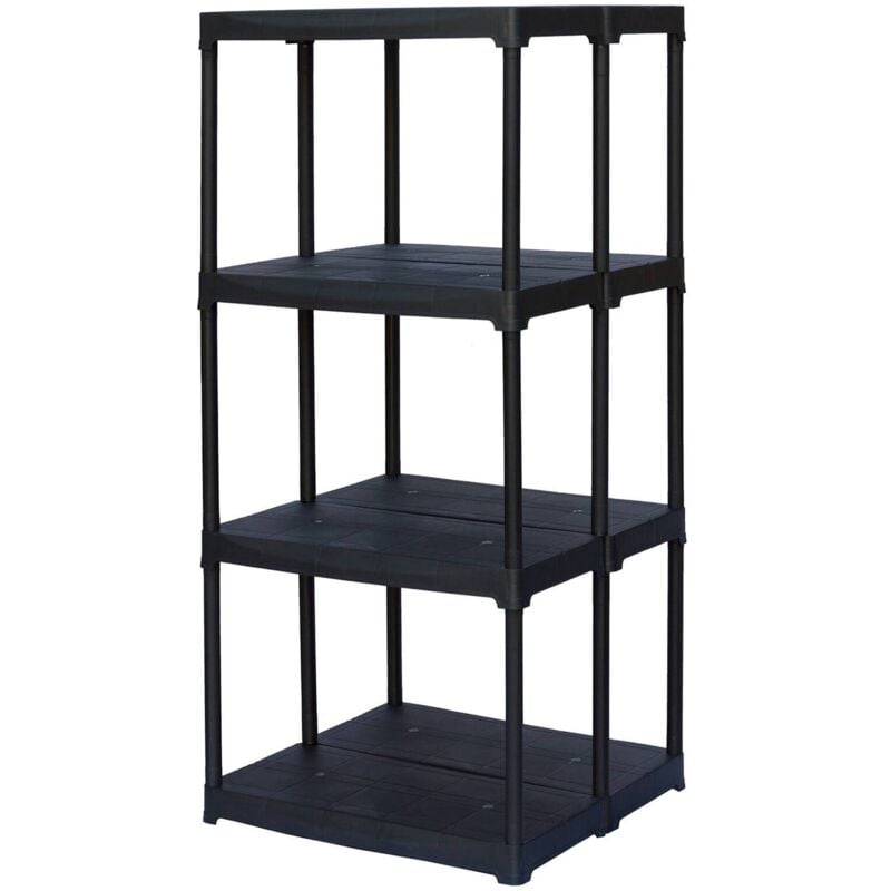 foto del prodotto scaffale a 2 ripiani con doppia capienza in polipropilene, scaffalatura per interno o esterno, 100 made in italy, cm 60x59h133, colore antracite,