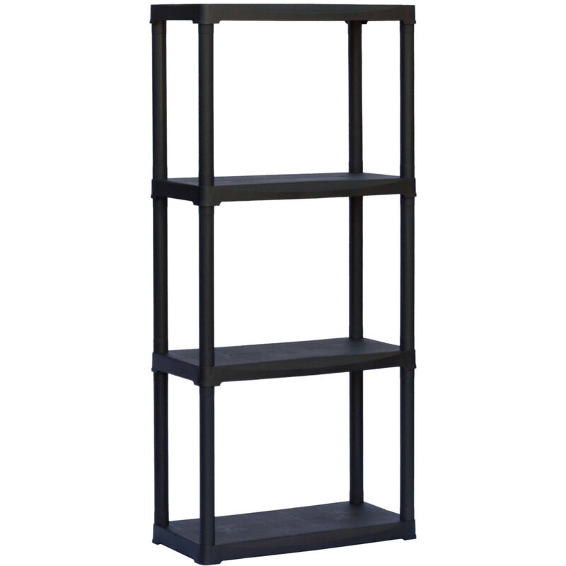 foto del prodotto scaffale a 2 ripiani in polipropilene, scaffalatura multiuso per interno o esterno, 100 made in italy, cm 60x30h133, colore antracite, con imballo