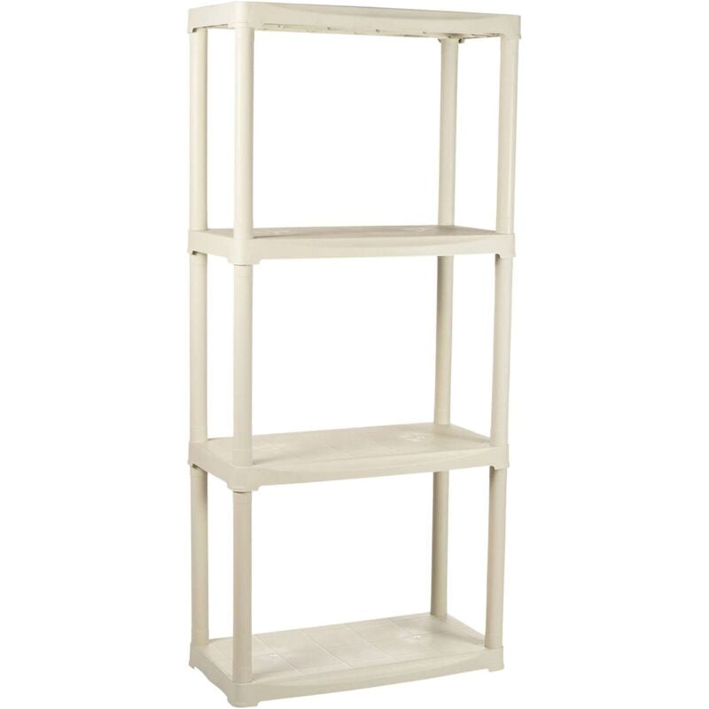 foto del prodotto scaffale a 2 ripiani in polipropilene, scaffalatura multiuso per interno o esterno, 100 made in italy, cm 60x30h133, colore grigio chiaro, con