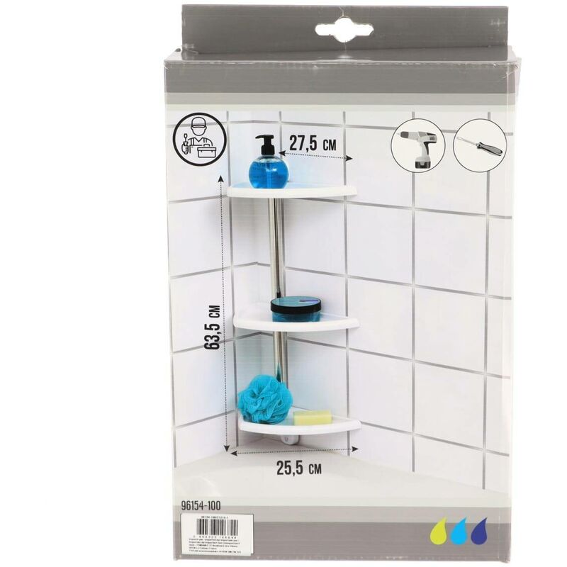 foto del prodotto scaffale a 3 livelli in alluminio da fissare bianco tendance