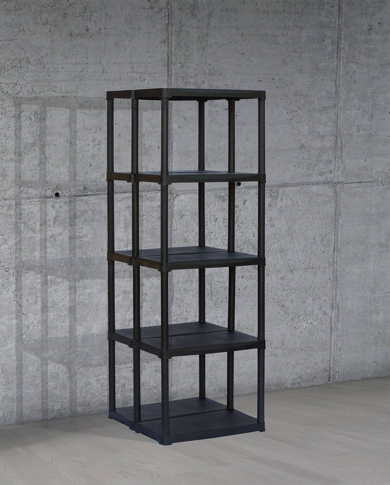 foto del prodotto scaffale a 3 ripiani con doppia capienza in aurelian, scaffalatura per interno o esterno, 100 made in italy, cm 60x59h176, colore antracite