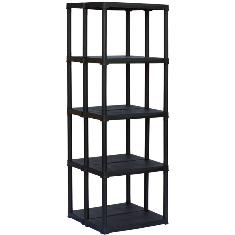 foto del prodotto scaffale a 3 ripiani con doppia capienza in polipropilene, scaffalatura per interno o esterno, 100% made in italy, cm 60x59h176, colore antracite, con imballo rinforzato - dmora