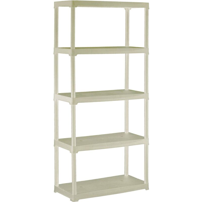 foto del prodotto scaffale a 3 ripiani in polipropilene, scaffalatura multiuso per interno o esterno, 100 made in italy, cm 80x40h176, colore grigio chiaro, con