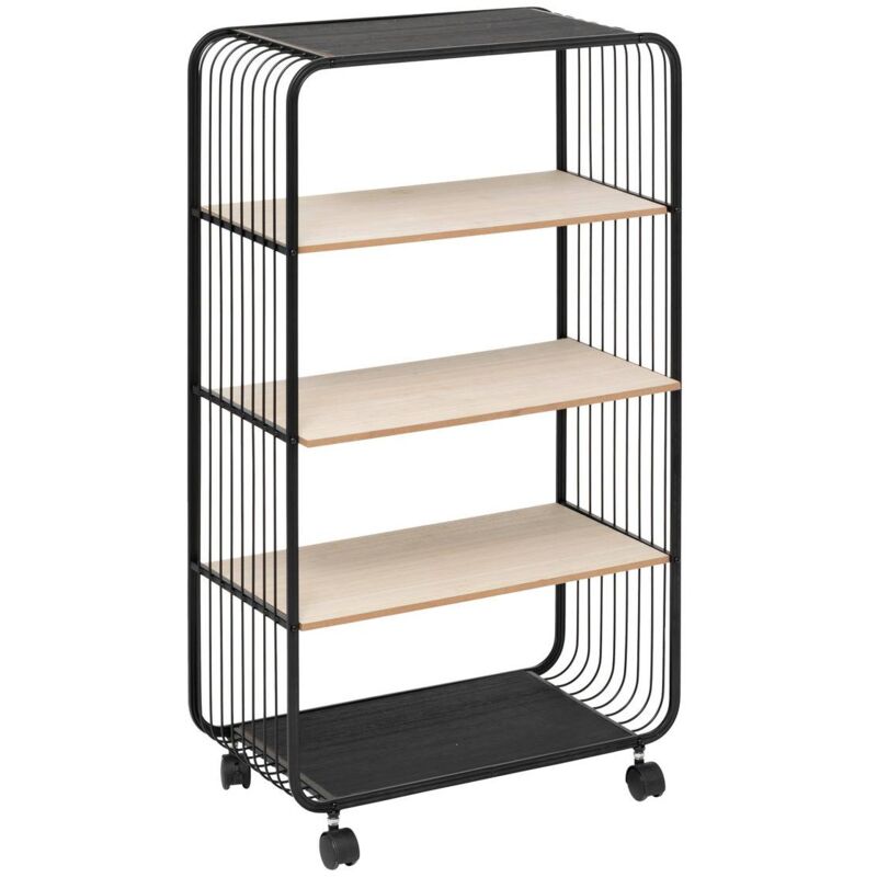 foto del prodotto scaffale a 4 livelli in metallo e legno nero 5five