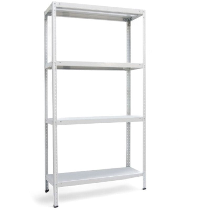 foto del prodotto scaffale a 4 ripiani in acciaio verniciato bianco 80x30x151 cm sistema modulare di montaggio resistente e sicuro