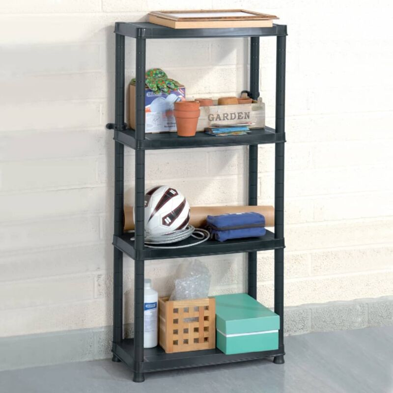 foto del prodotto scaffale a 4 ripiani nero 61x30,5x130 cm in plastica vidaxl