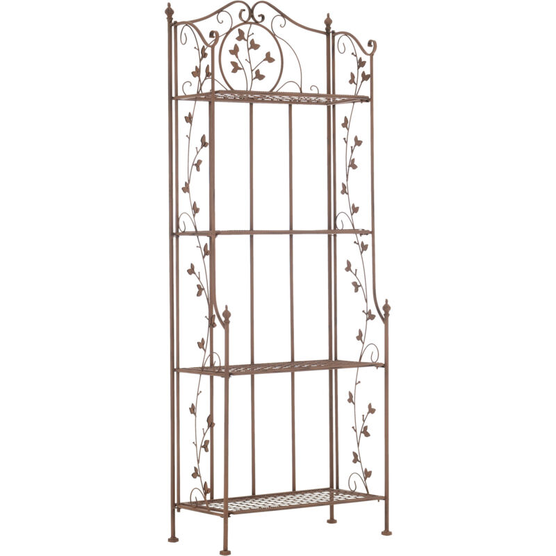 foto del prodotto scaffale a 4 ripiani per riporre scarpe e piante, altezza 158 cm, in metallo marrone invecchiato 100003963