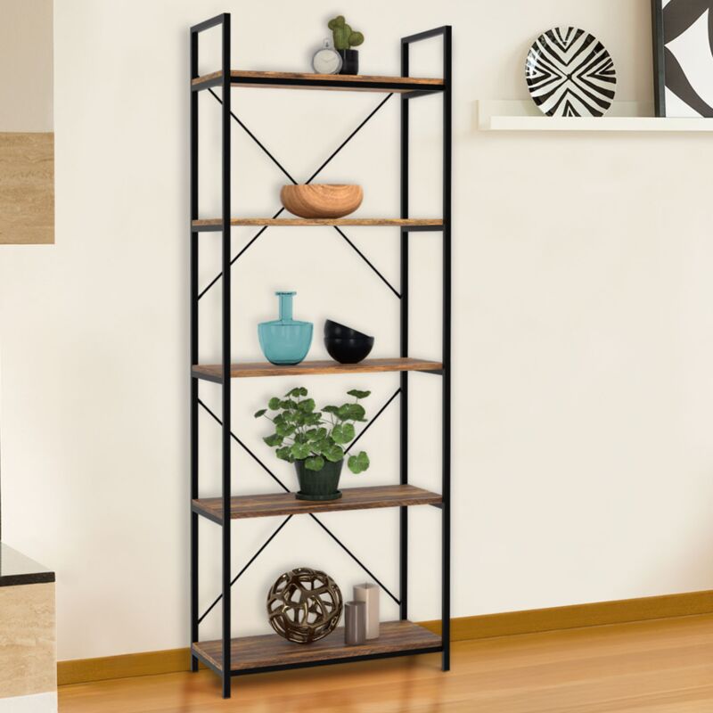 foto del prodotto scaffale a 5 livelli in legno invecchiato, design industriale hawkins