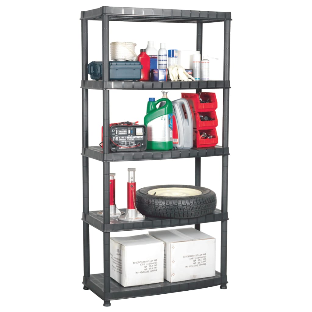 foto del prodotto scaffale a 5 ripiani nero 91,5x45,7x185 cm in plastica cod mxl 52799