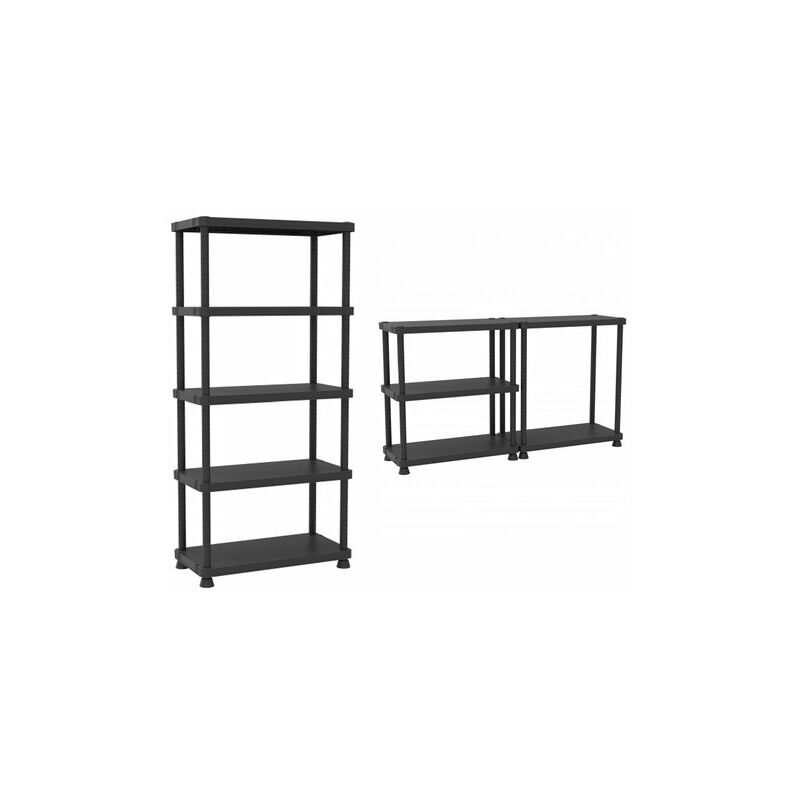 foto del prodotto scaffale a 5 ripiani regolabili portata 70 kg cad 120 x 45 x h. 187,5 cm plastica alta resistenza tuv gs terry