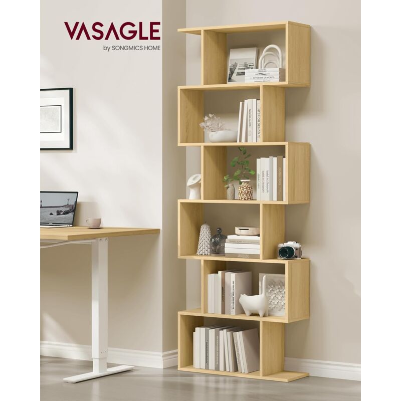 foto del prodotto scaffale a 6 ripiani, libreria, divisorio per stanza, organizzatore autoportante a cubi, stile moderno, per soggiorno, camera da letto, ufficio,