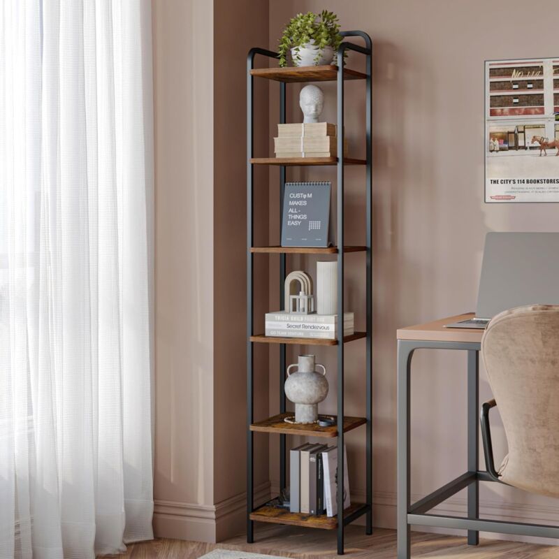 foto del prodotto scaffale a 6 ripiani, libreria, scaffale stretto per libri