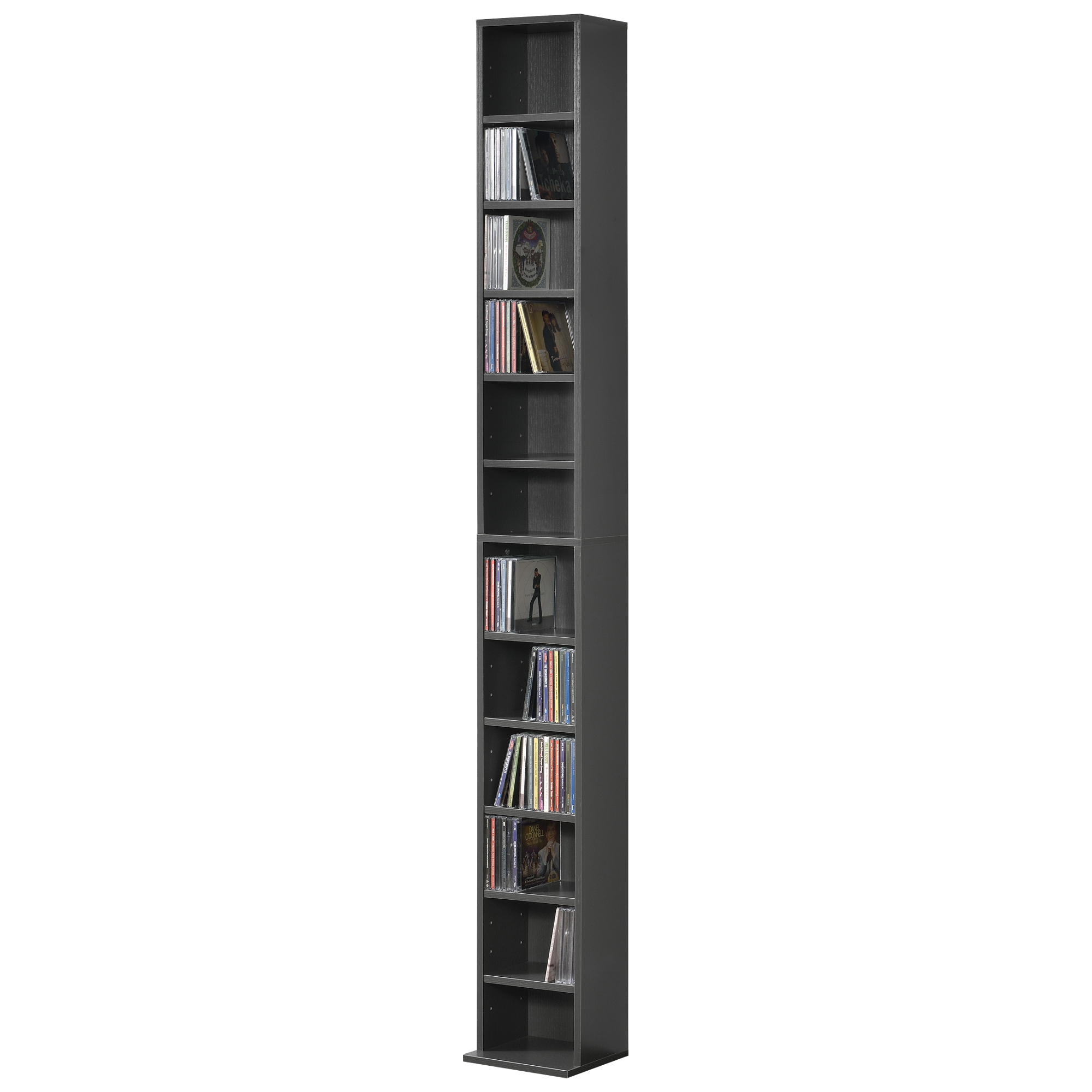 foto del prodotto scaffale a colonna tynset con 12 scomparti per cd dvd 175x20x20 cm grigio scuro en.casa 