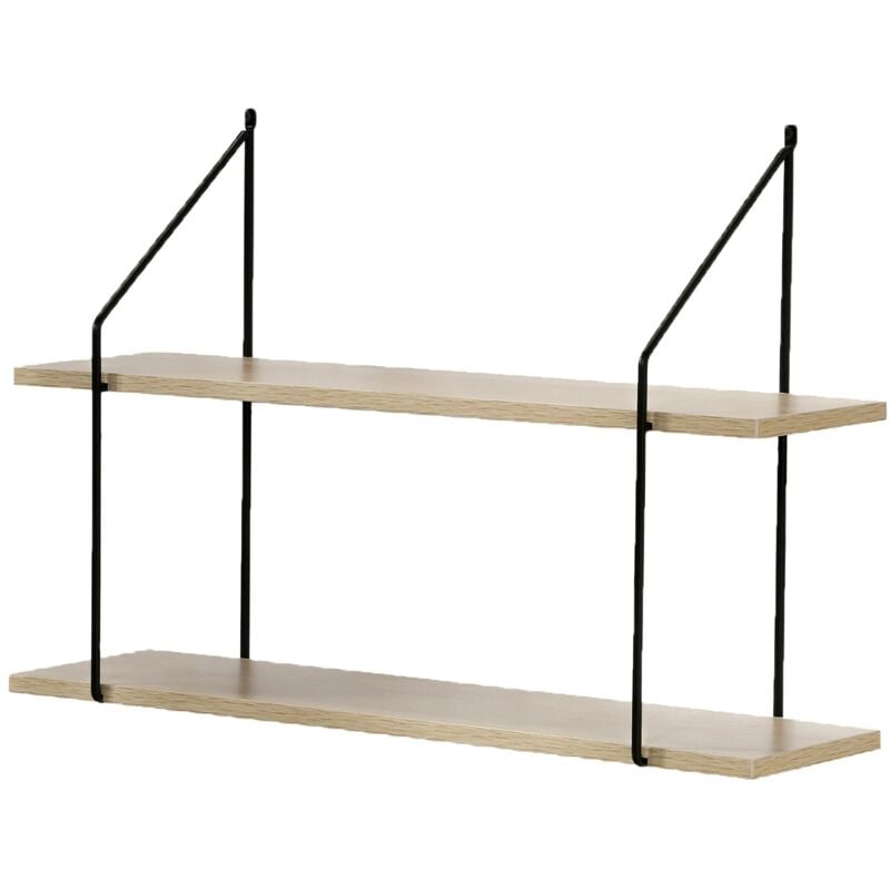 foto del prodotto scaffale a muro 2 livelli decorazione legno l60 cm