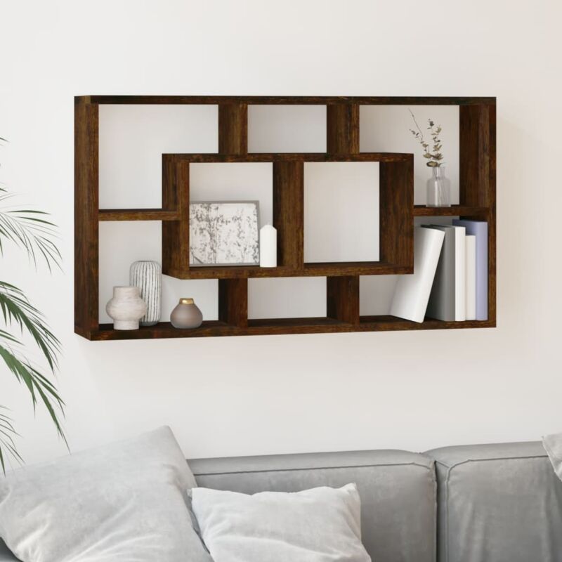 foto del prodotto scaffale a muro 8 scomparti rovere fumo vidaxl