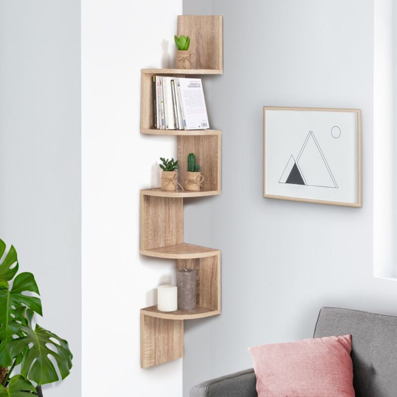 foto del prodotto scaffale a muro angolare a 5 livelli isa in design faggio
