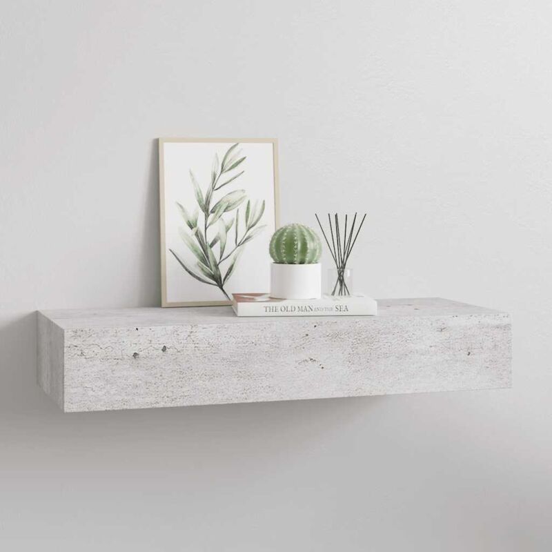 foto del prodotto scaffale a muro con cassetti grigio cemento 60x23,5x10 cm mdf