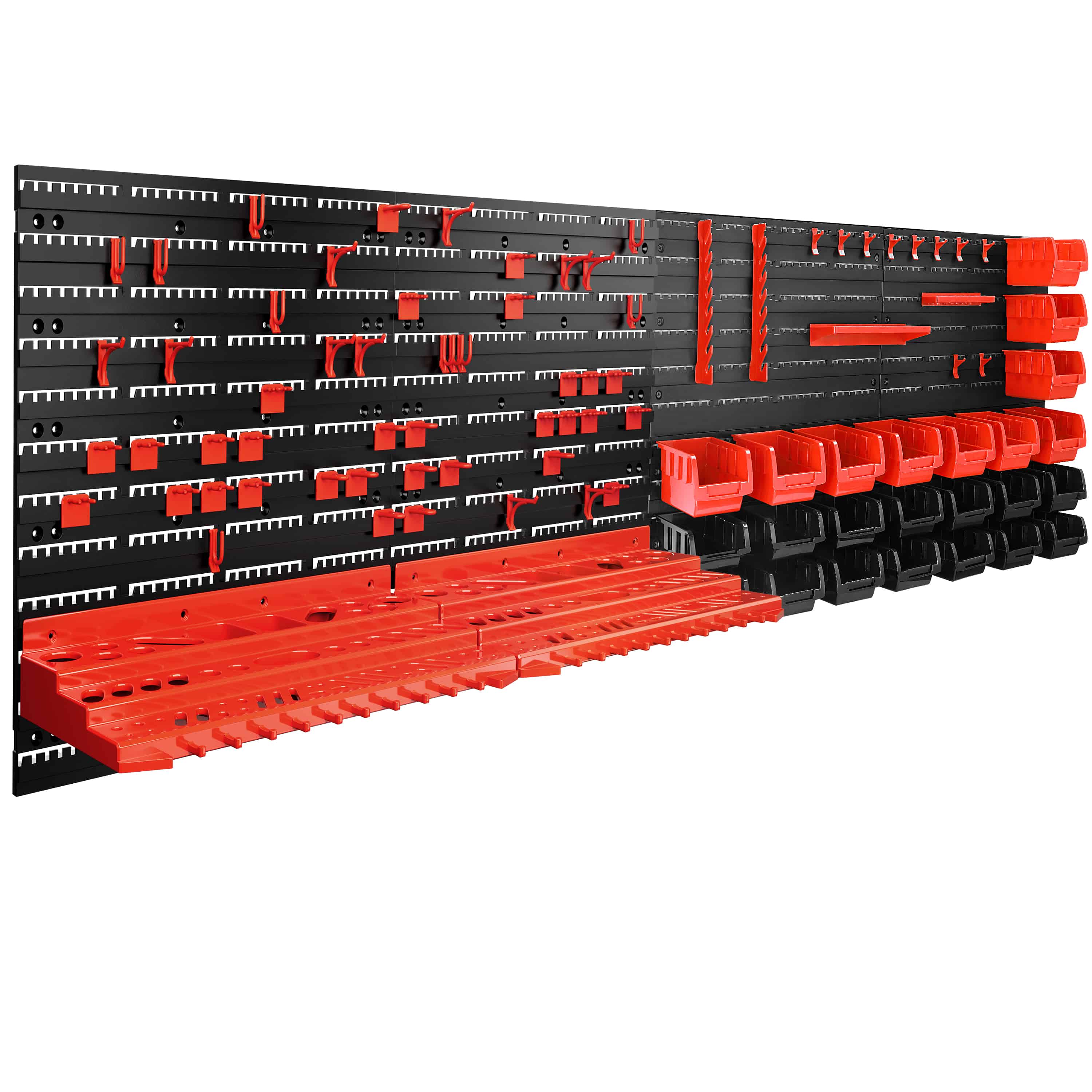 foto del prodotto scaffale a muro officina 97 pezzi nero rosso