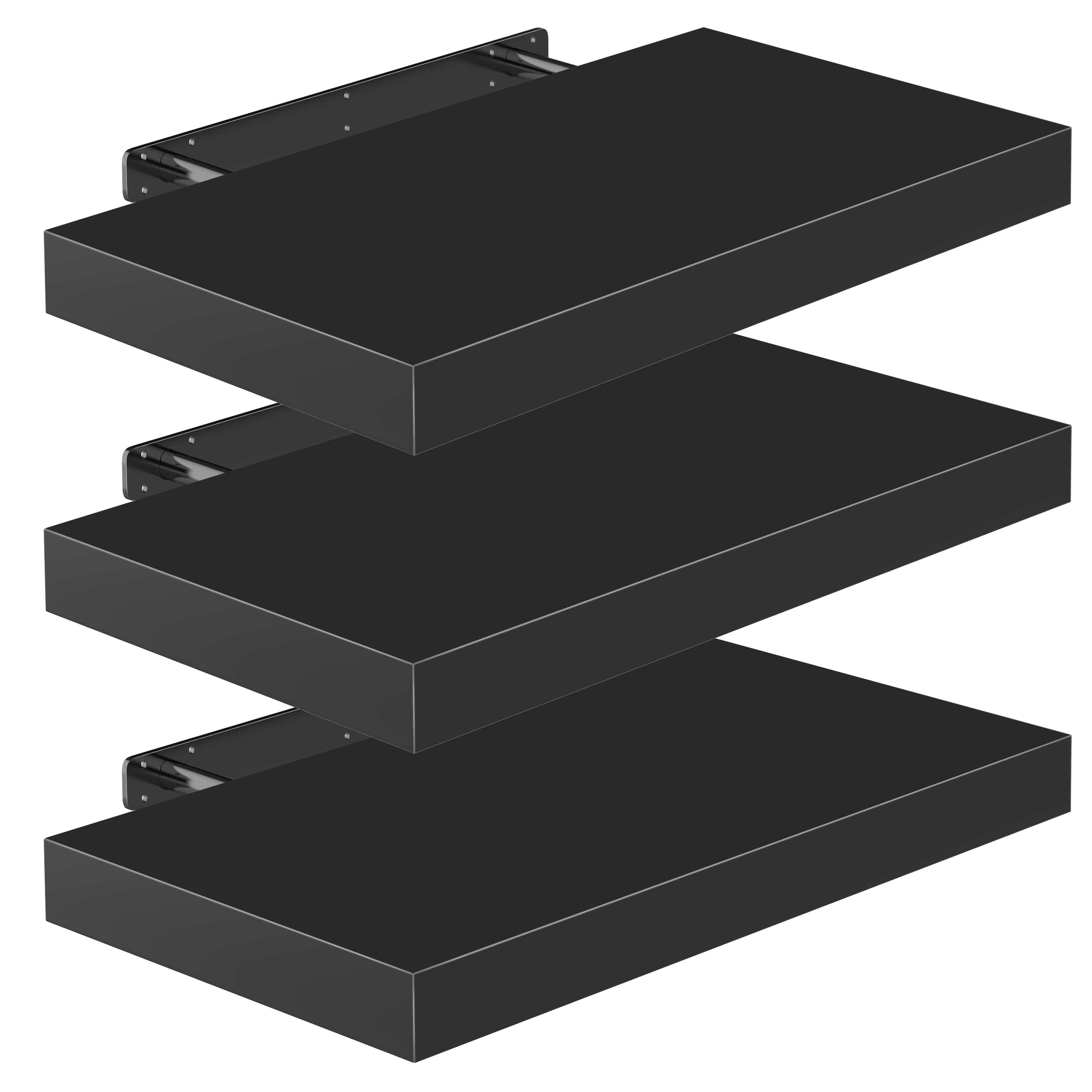 foto del prodotto scaffale a muro scaffale galleggiante 50 cm set di 3 nero staffa
