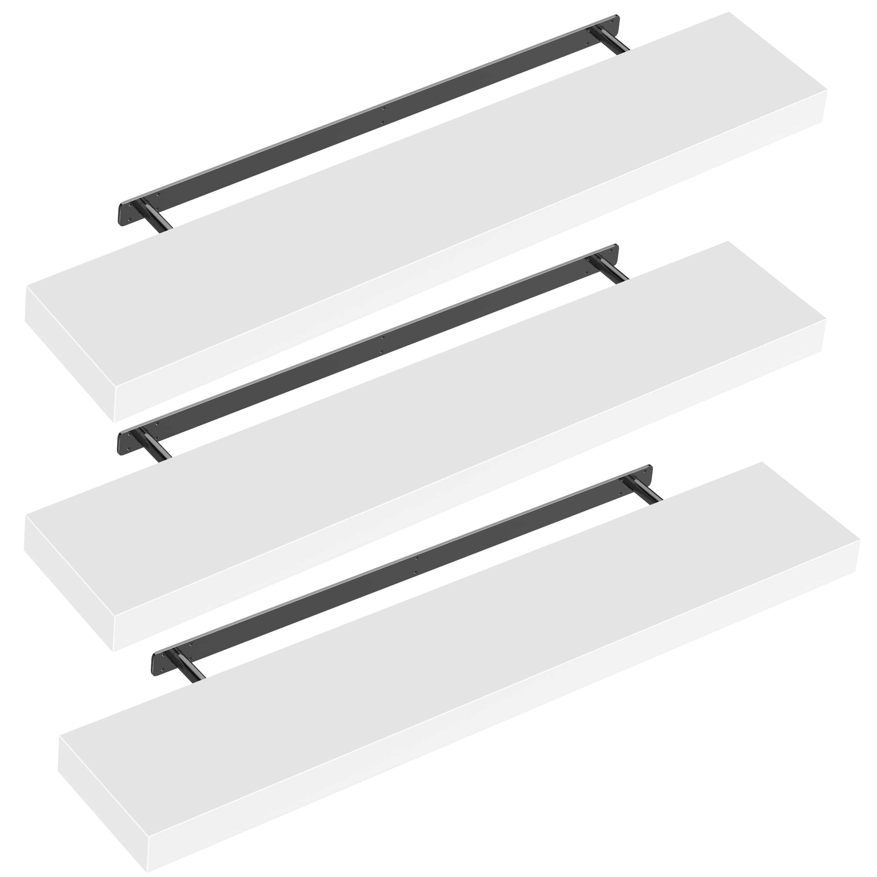 foto del prodotto scaffale a muro scaffale sospeso 110 cm set di 3 bianco staffa