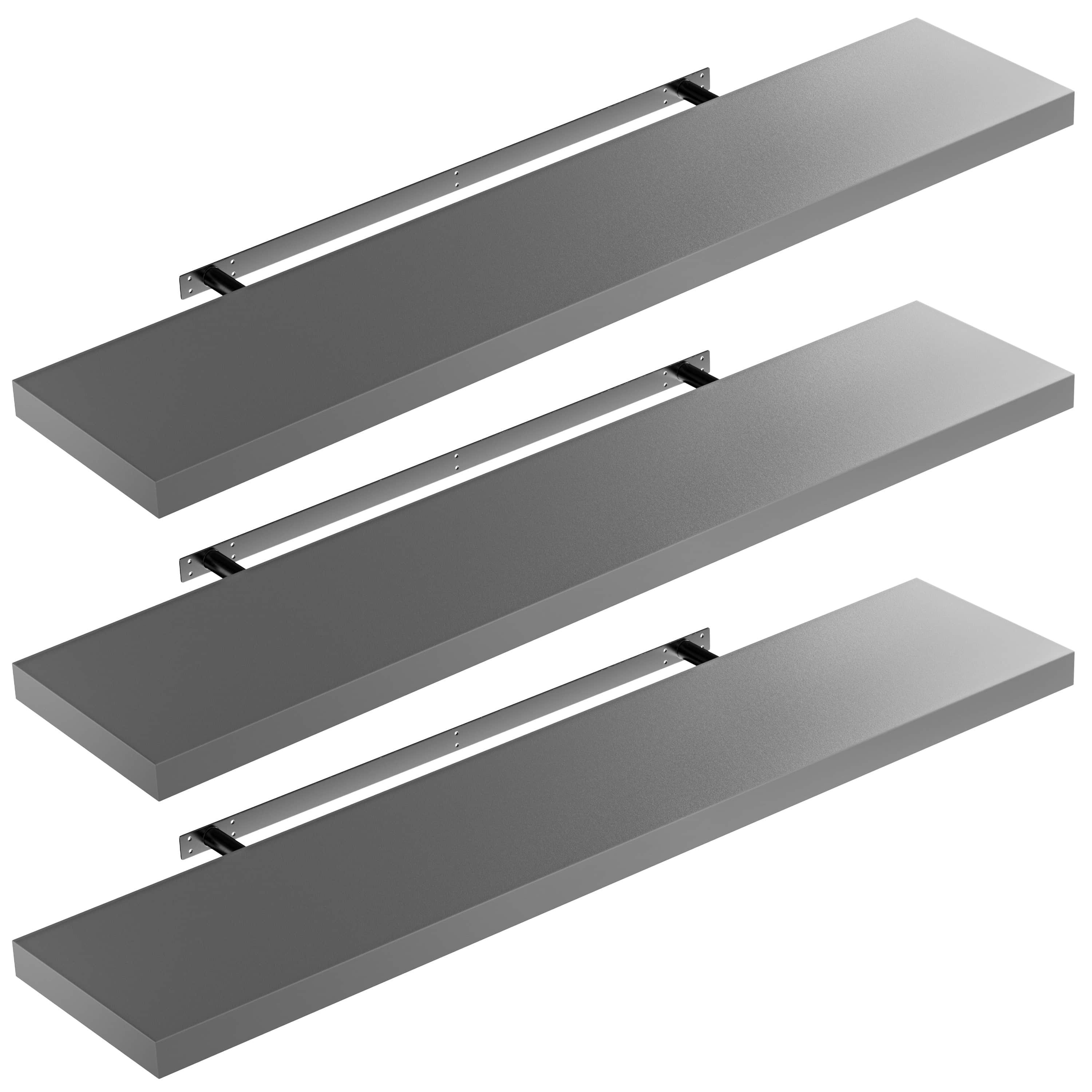 foto del prodotto scaffale a muro scaffale sospeso 110 cm set di 3 grigio staffa