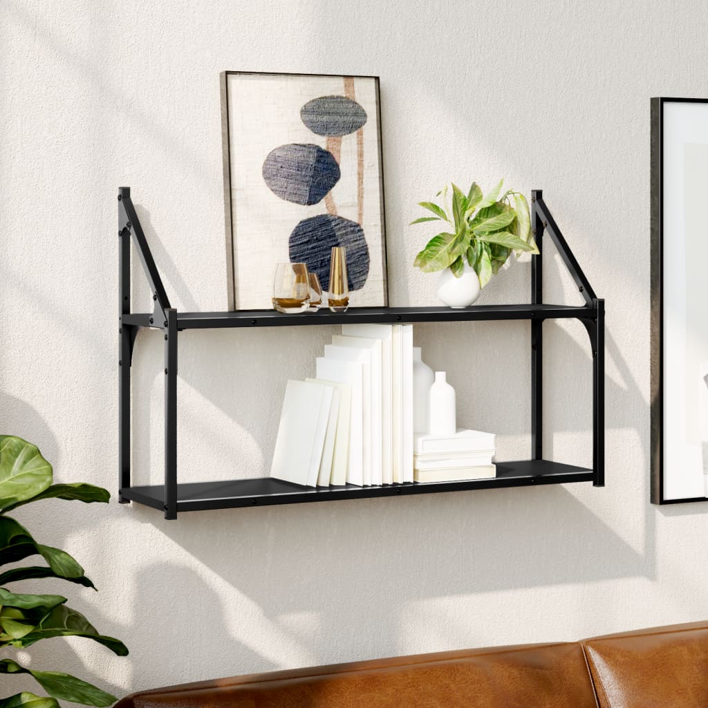 foto del prodotto scaffale a parete 2 ripiani nero 80x21x51 cm legno multistrato vidaxl