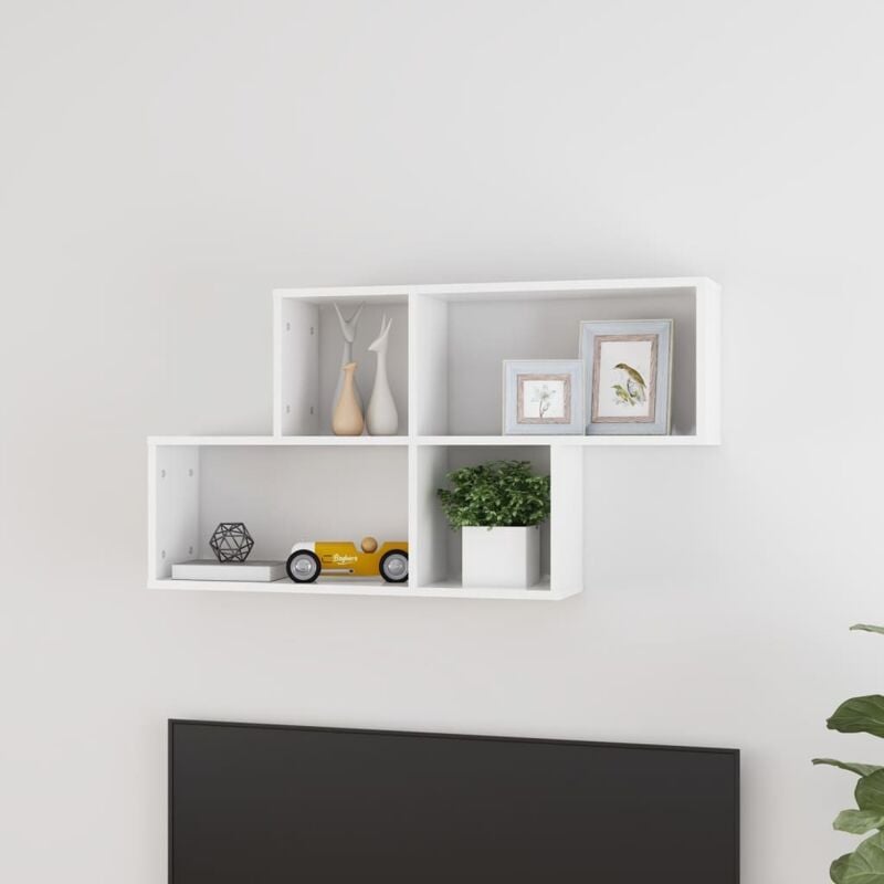 foto del prodotto scaffale a parete bianco lucido 100x18x53 cm legno multistrato vidaxl