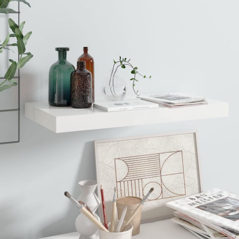 foto del prodotto scaffale a parete bianco lucido 50x23x3,8 cm in mdf