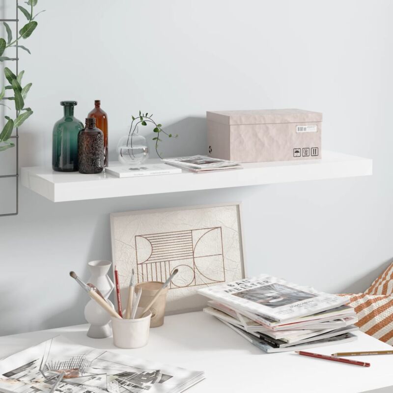 foto del prodotto scaffale a parete bianco lucido 80x23,5x3,8 cm in mdf - vidaxl