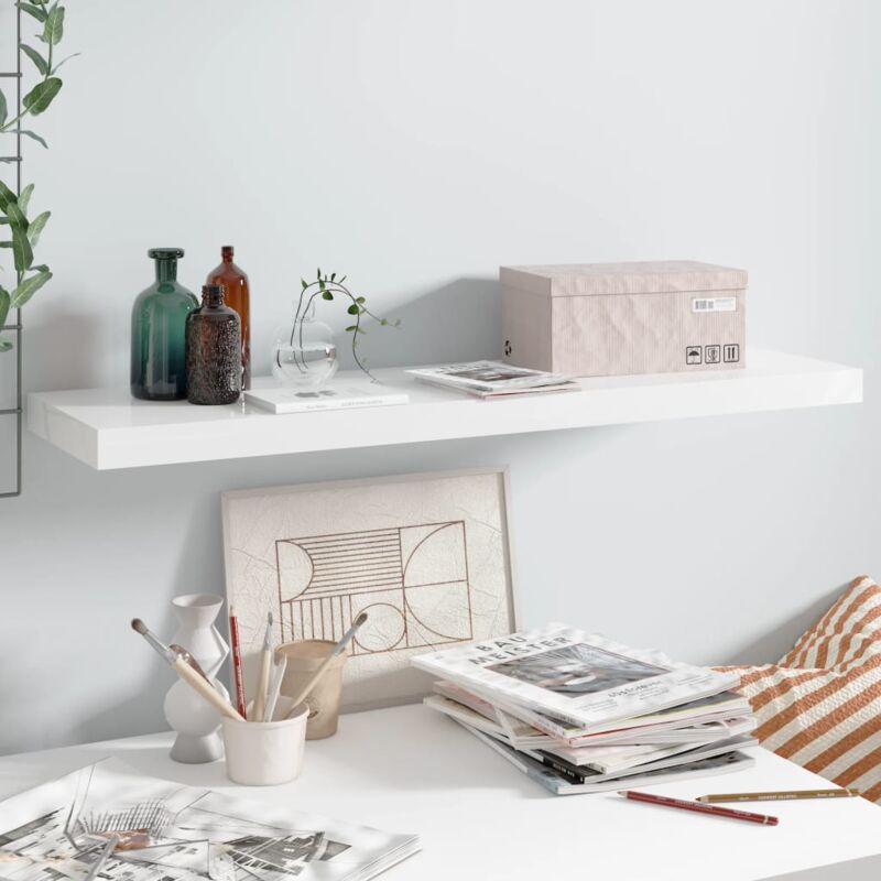 foto del prodotto scaffale a parete bianco lucido 90x23,5x3,8 cm in mdf - vidaxl