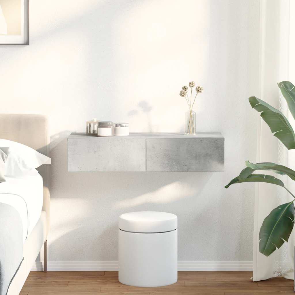 foto del prodotto scaffale a parete con cassetti grigio 80x33x17 cm in truciolato