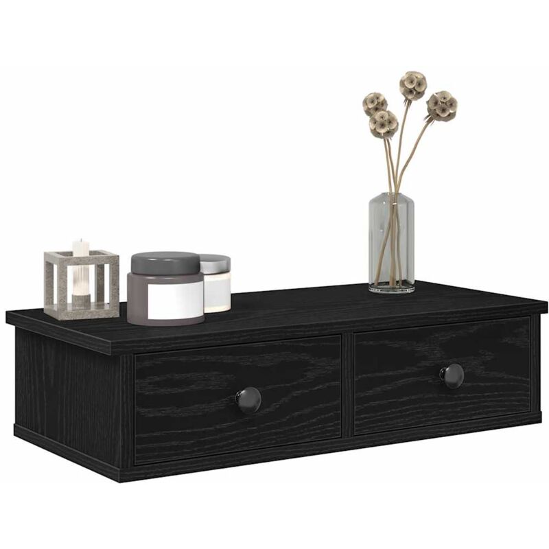 foto del prodotto scaffale a parete con cassetti nero 60x25x15 cm in truciolato vidaxl