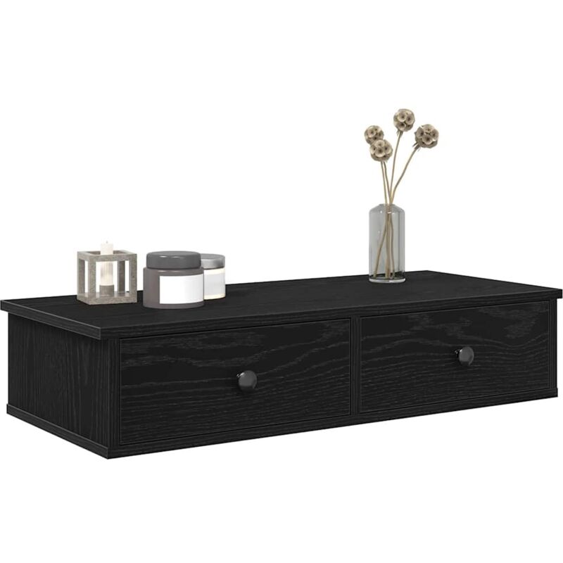 foto del prodotto scaffale a parete con cassetti nero 80x31x17 cm in truciolato vidaxl