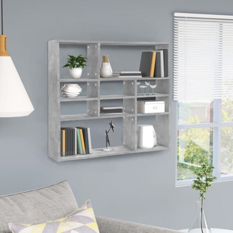foto del prodotto scaffale a parete grigio cemento 90x16x78 cm legno multistrato vidaxl