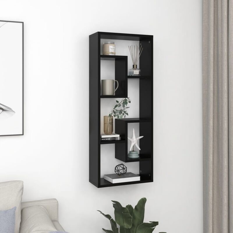 foto del prodotto scaffale a parete nero 36x16x90 cm in legno multistrato vidaxl