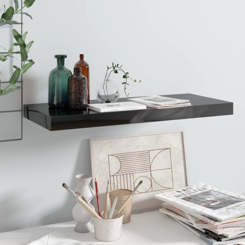foto del prodotto scaffale a parete nero lucido 60x23,5x3,8 cm in mdf vidaxl
