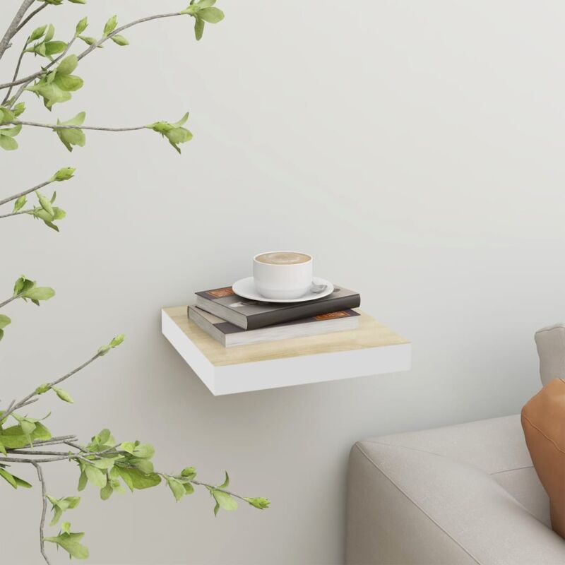 foto del prodotto scaffale a parete rovere e bianco 23x23,5x3,8 cm in mdf vidaxl