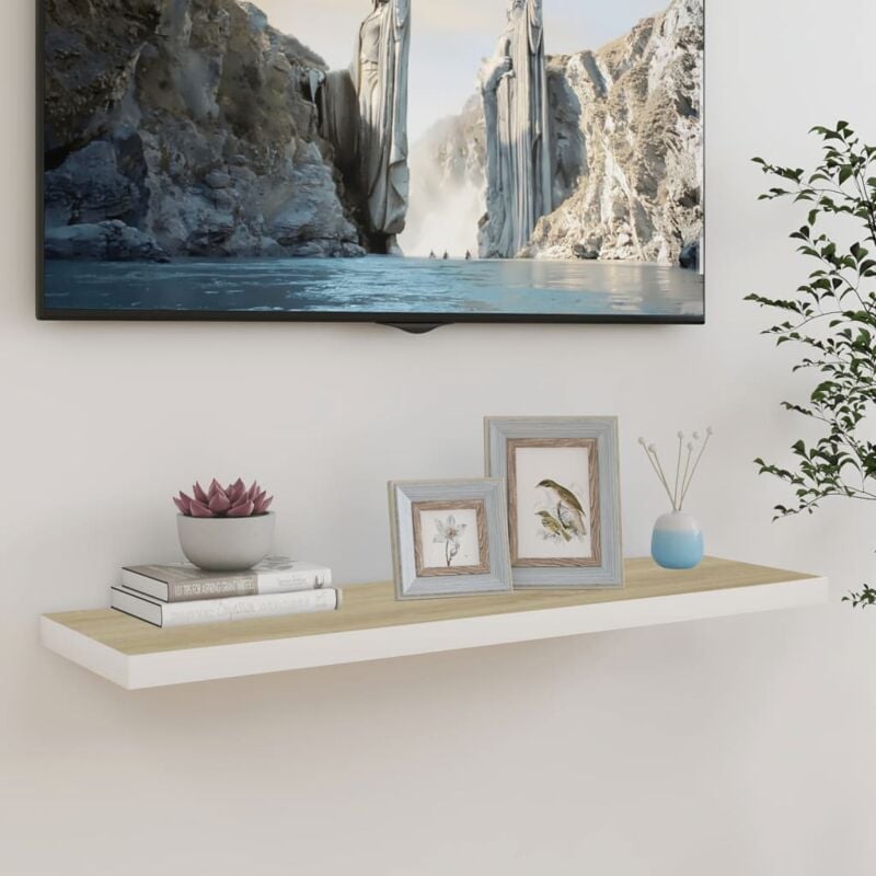 foto del prodotto scaffale a parete rovere e bianco 90x23,5x3,8 cm in mdf vidaxl