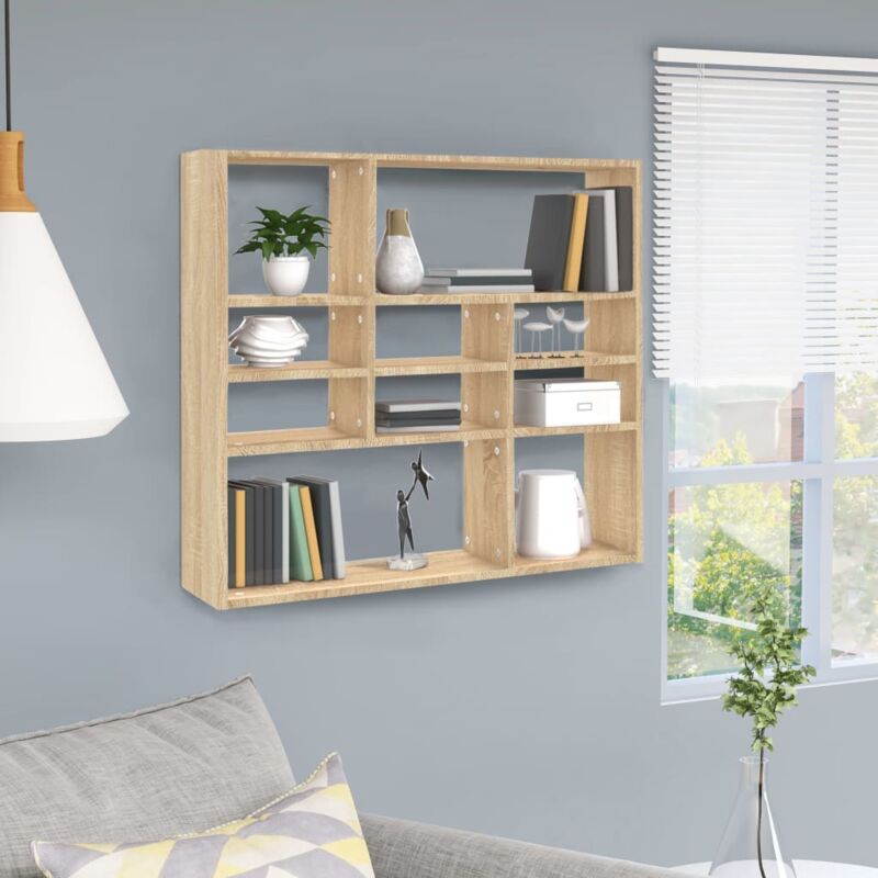 foto del prodotto scaffale a parete rovere sonoma 90x16x78cm in legno multistrato vidaxl