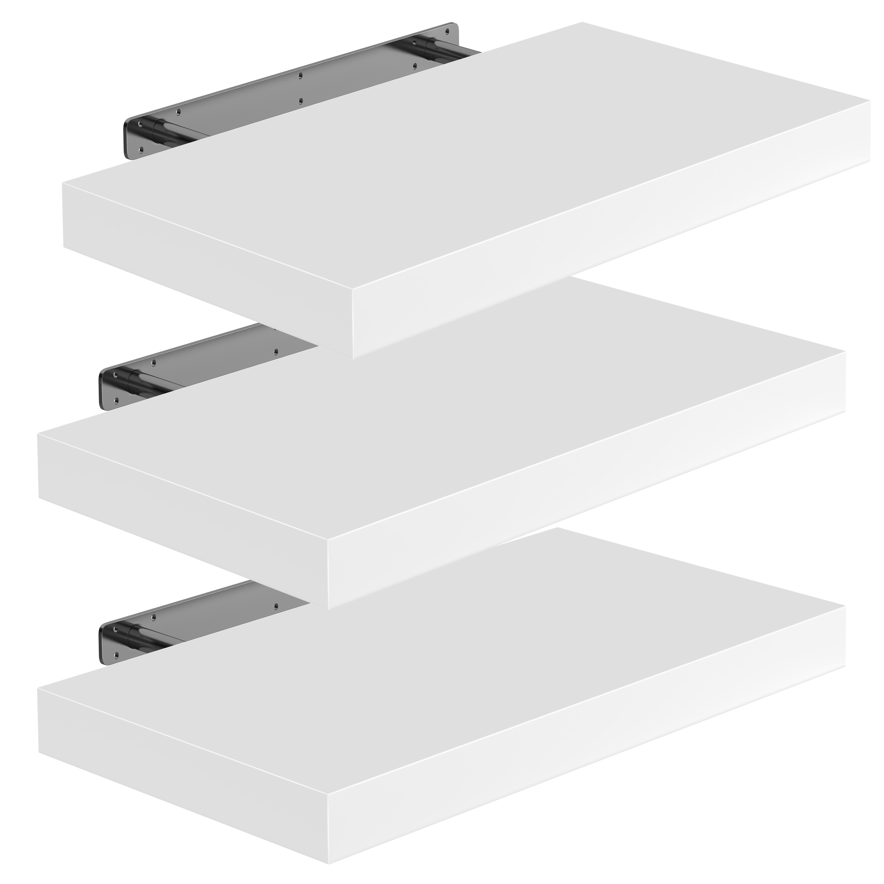 foto del prodotto scaffale a parete scaffale galleggiante 50 cm set di 3 bianco staffa