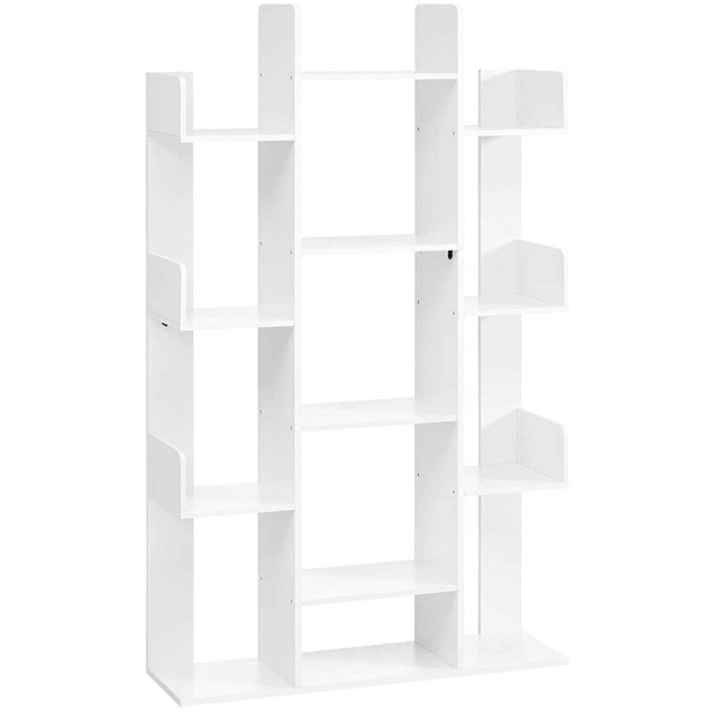 foto del prodotto scaffale ad albero libreria con contenitore a 13 scomparti 86 x 25 x 140 cm con angoli arrotondati e bordi bianchi