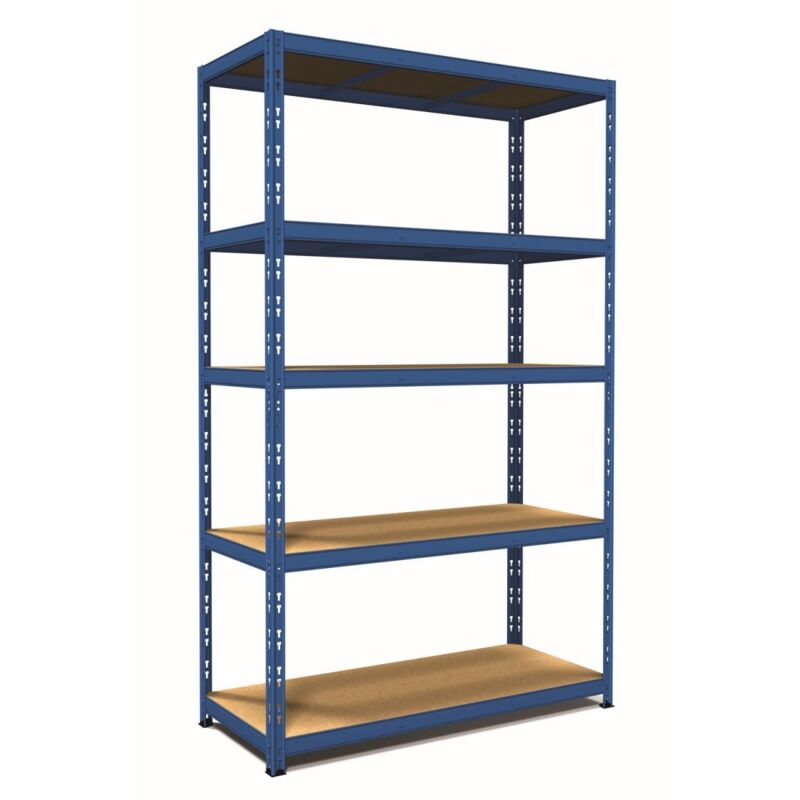 foto del prodotto scaffale ad incastro in metallo con 5 ripiani 200 cm scaffalatura blu